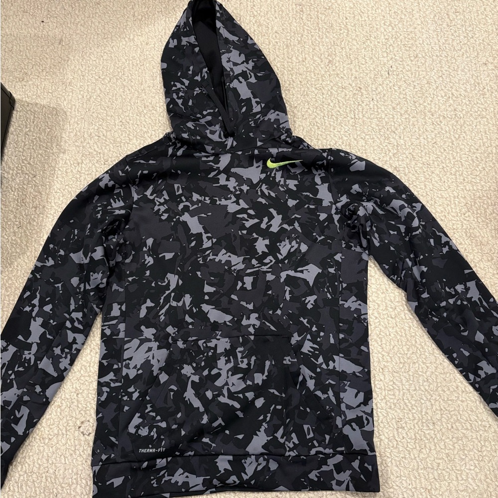 Nike Black and Gray Camo Hoodie